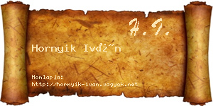 Hornyik Iván névjegykártya